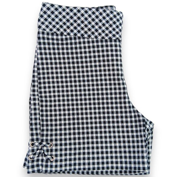 Ingredients- Women's-Gingham Checkered Black-White Shorts-Flat Panel-Summer - Picture 2 of 12